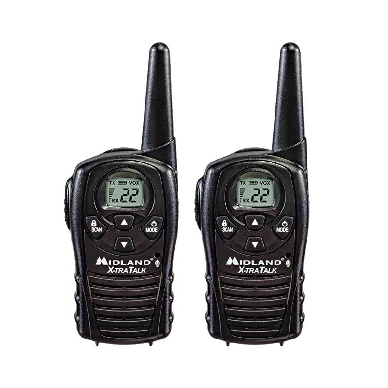 LXT118 FRS Walkie Talkies with Channel Scan Extended Range Two Way Radios HandsFree VOX Pair Pack Black