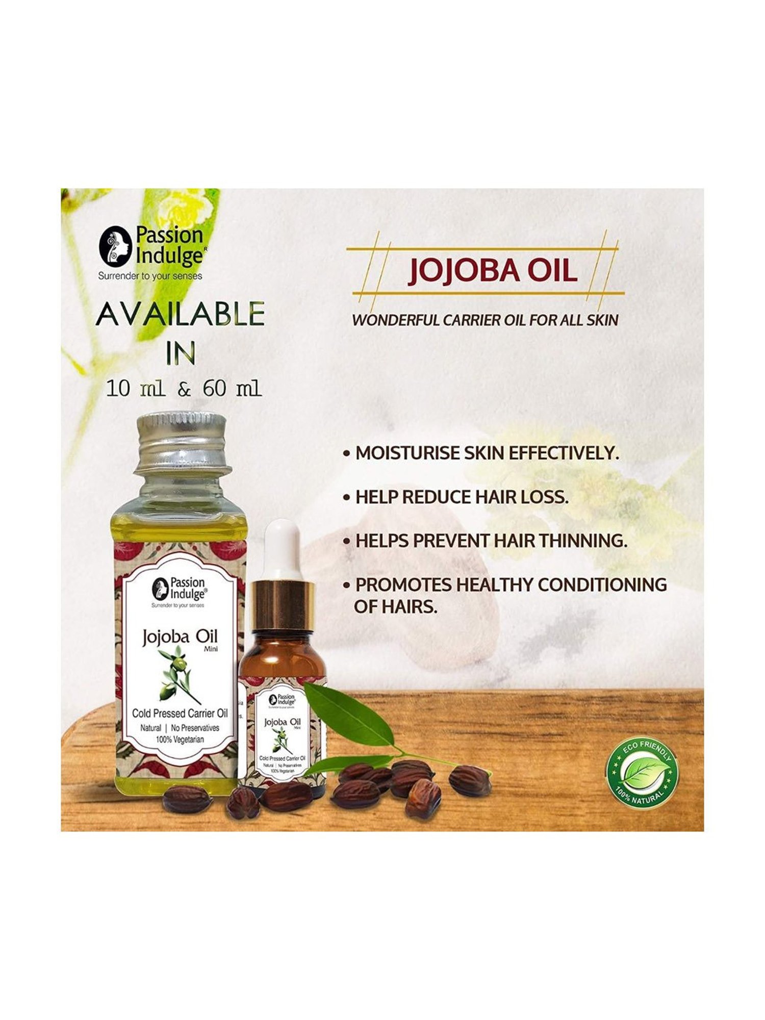 Passion Indulge Natural Jojoba Carrier Oil - 60 ml