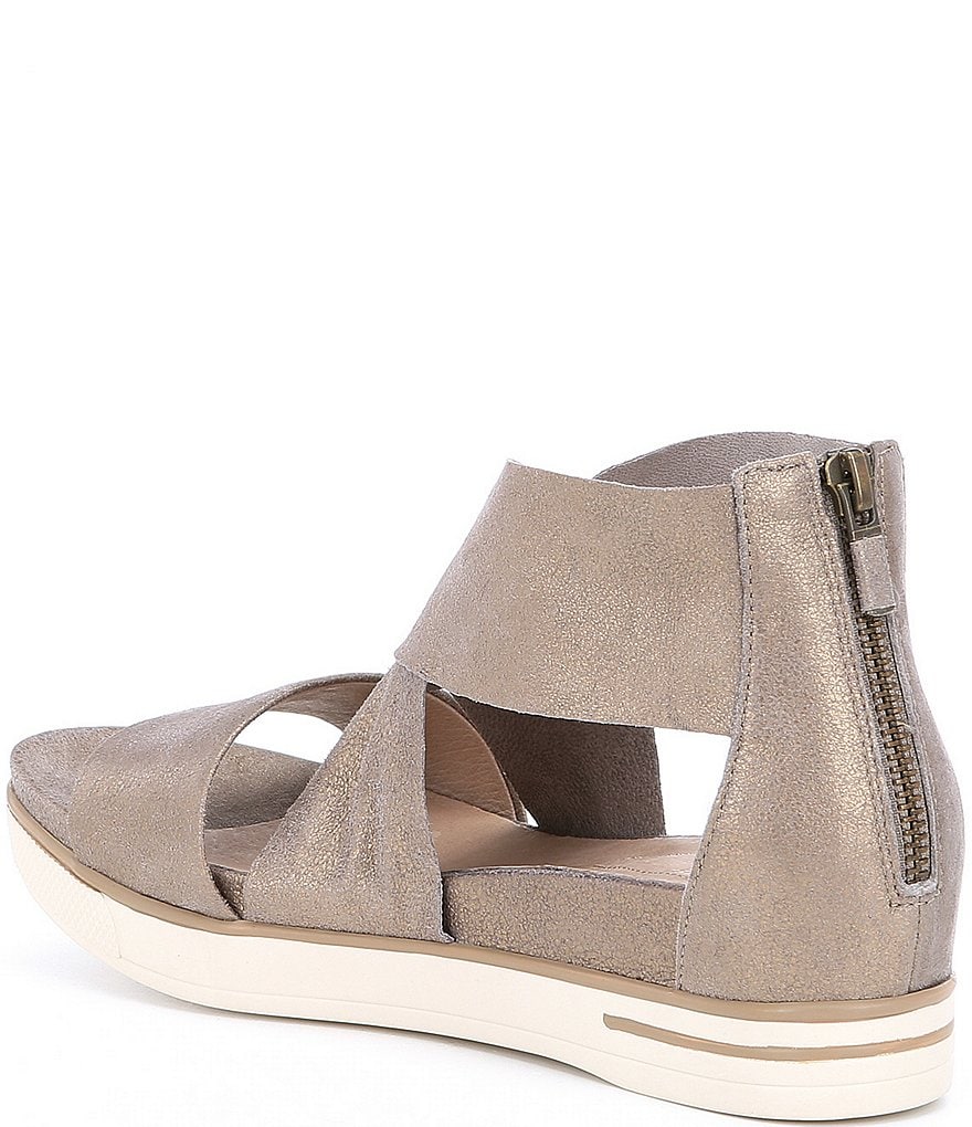 Eileen Fisher Sport Suede Criss Cross Banded Wedge Platform Sandals
