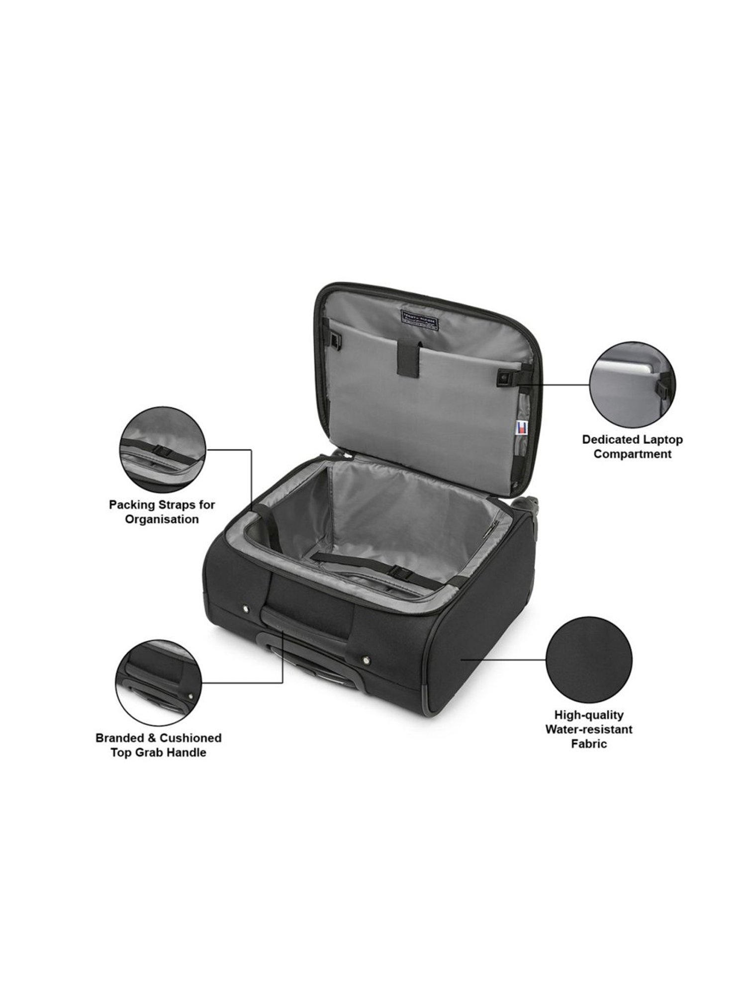 Tommy Hilfiger Nashville Black Solid Soft Cabin Overnighter Trolley Bag - 45 cm