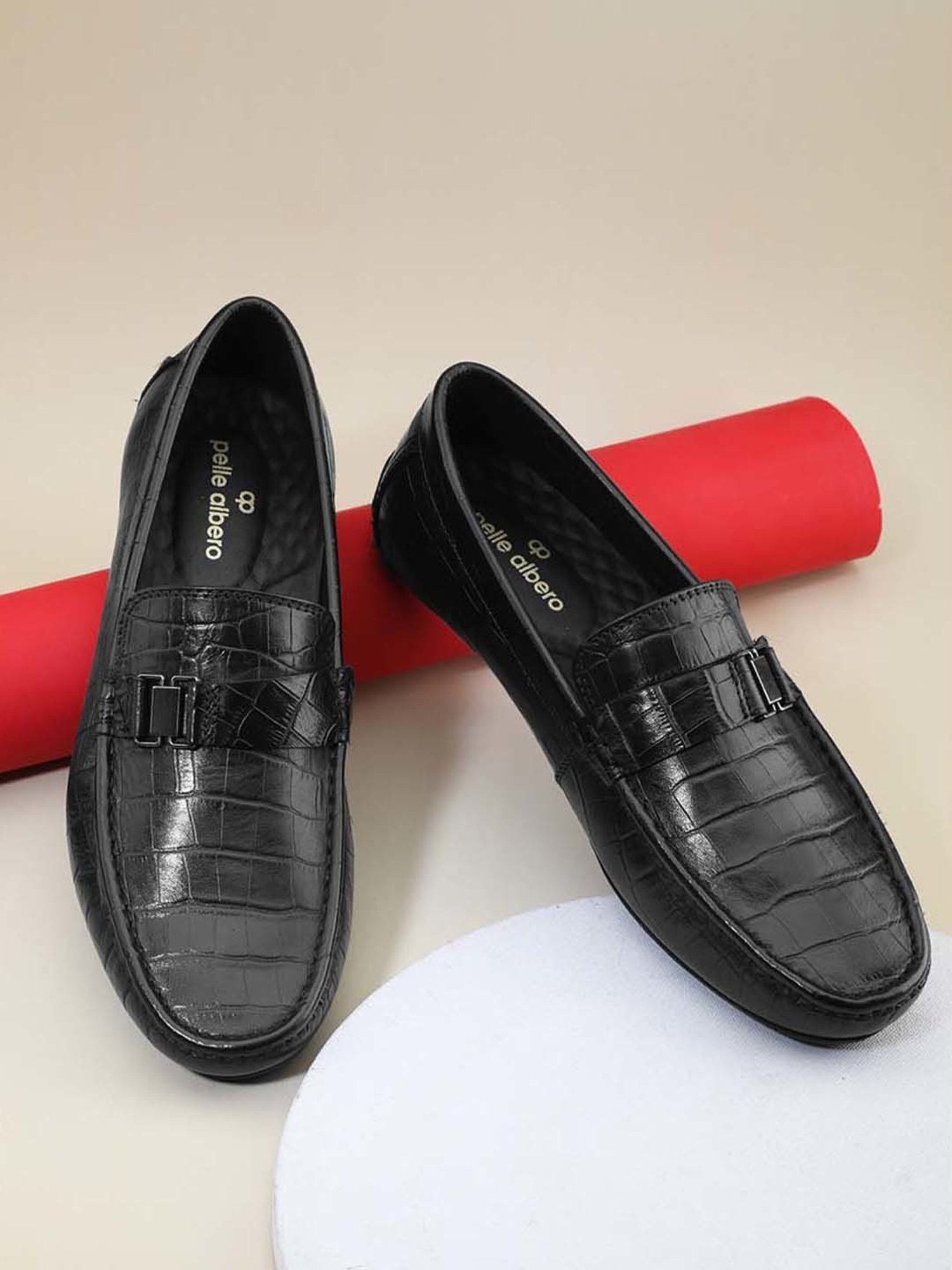 Pelle Albero Men's Black Casual Loafers