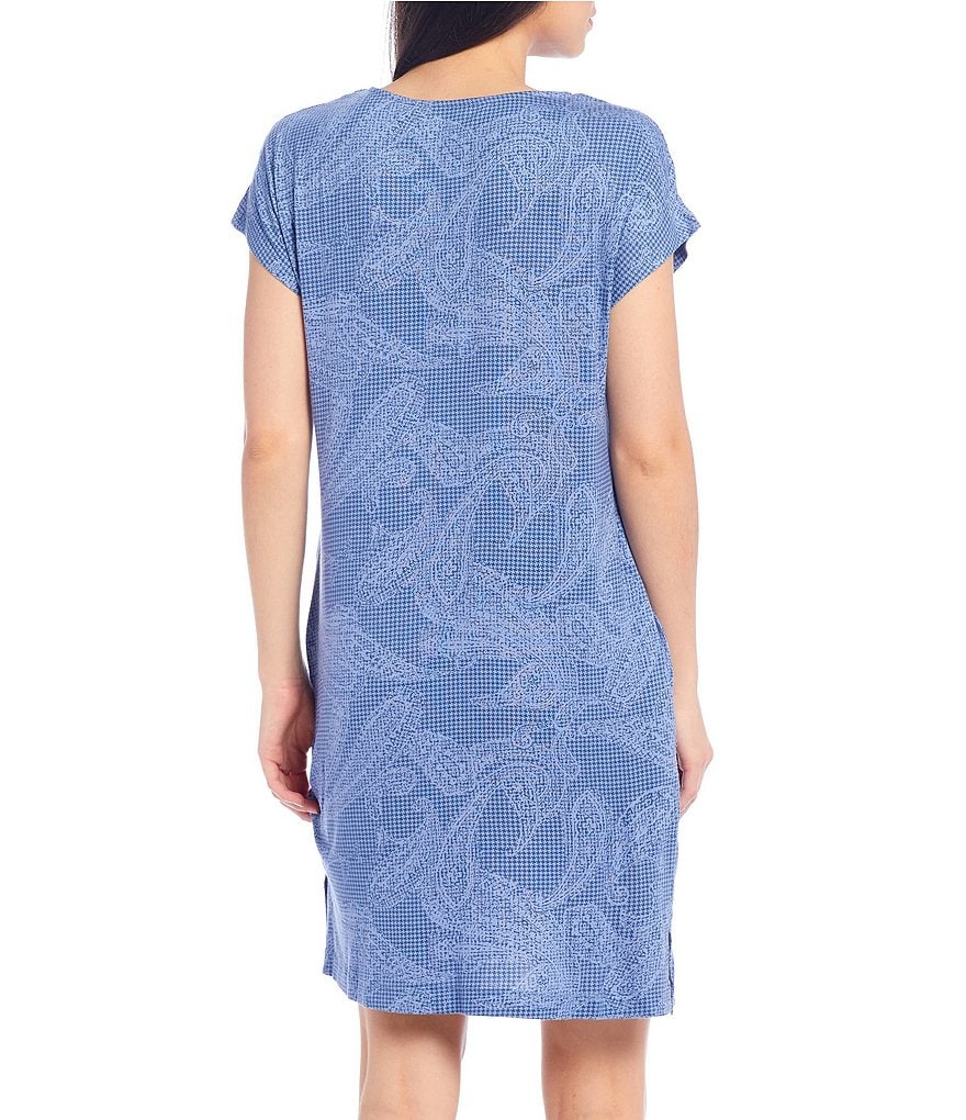 Sleep Sense Wallpaper Printed Short Sleeve Jersey Knit Sleepshirt