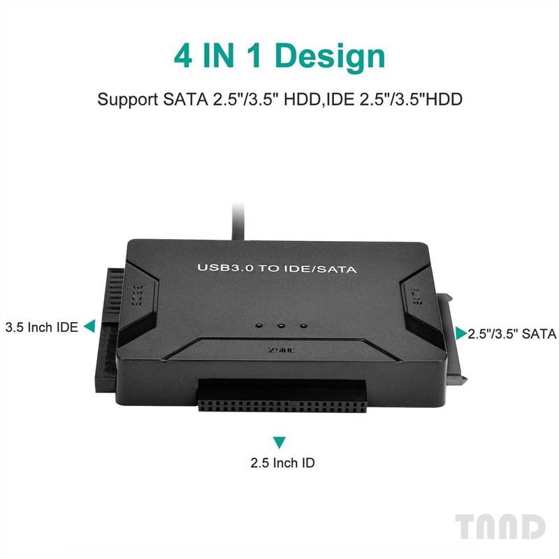 USB 3.0 To IDE SATA Converter External Hard Disk Universal Adapter Data Transfer Converter for 2.5/ 3.5 Inch Optical Drive HDD SSD , with US plug
