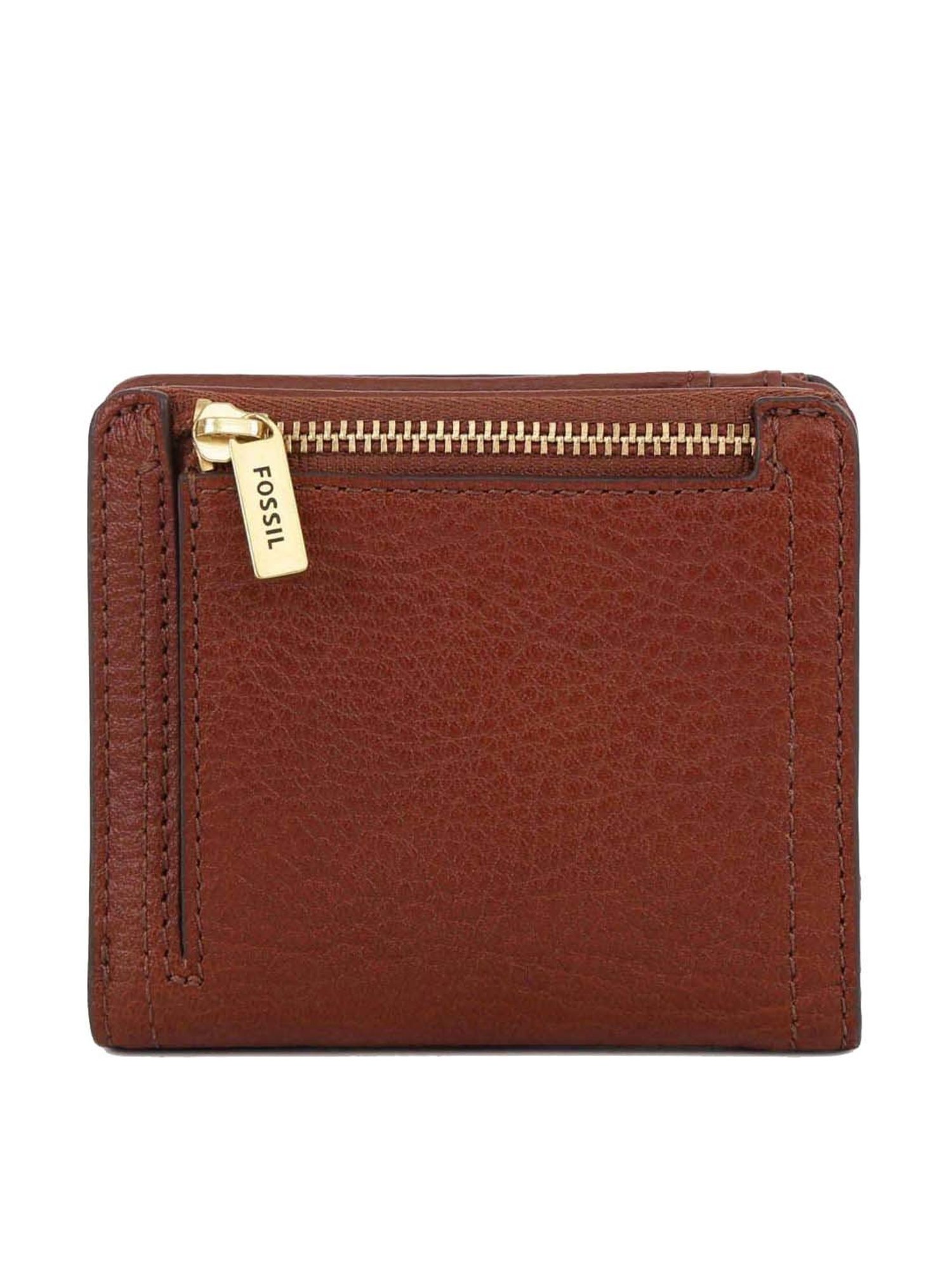 Fossil Logan Brown Solid Bi-Fold Wallet for Women