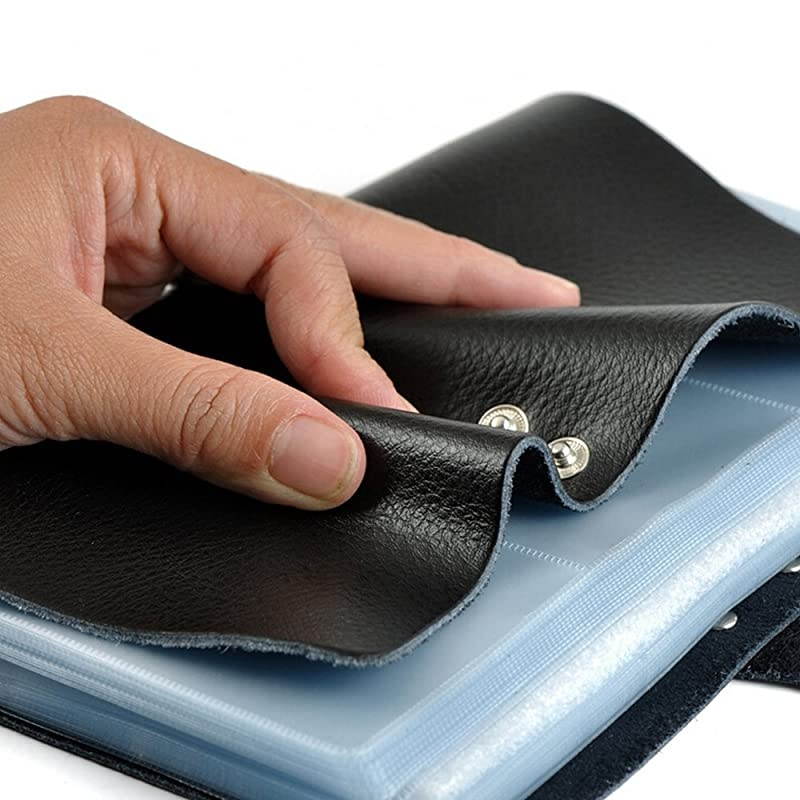 Leather Credit Card Holder Business ID Card Case Book Style 90 Count Name Card Holder Book Black