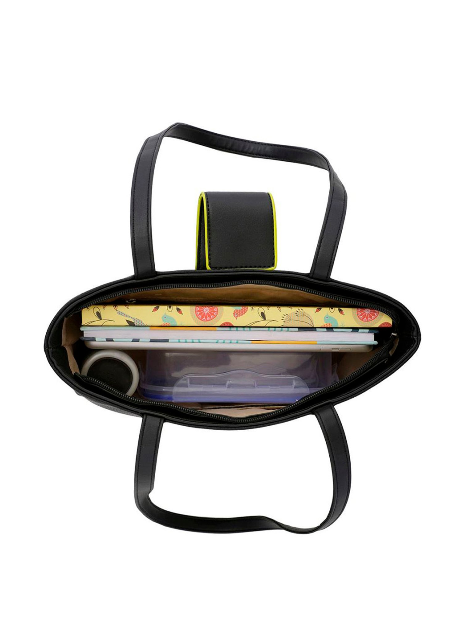 United Colors of Benetton Ariyah Black PU Solid Tote Handbag