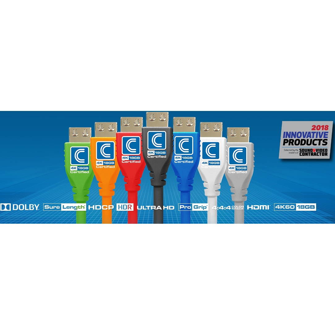 Comprehensive MHD18G-9PROGRY 9 ft. MicroFlex Pro AV/IT Certified 4K60 18G High Speed HDMI Cable with ProGrip