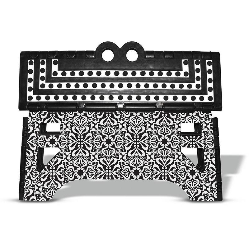 13" eXpace Folding Step Stool With Printing Damask Black