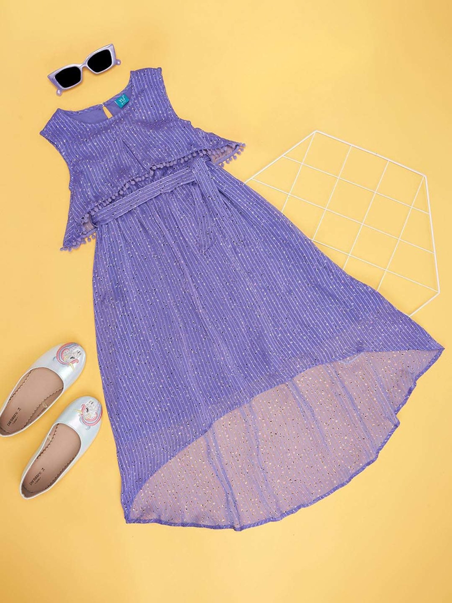 YU by Pantaloons Kids Lilac Striped Dress