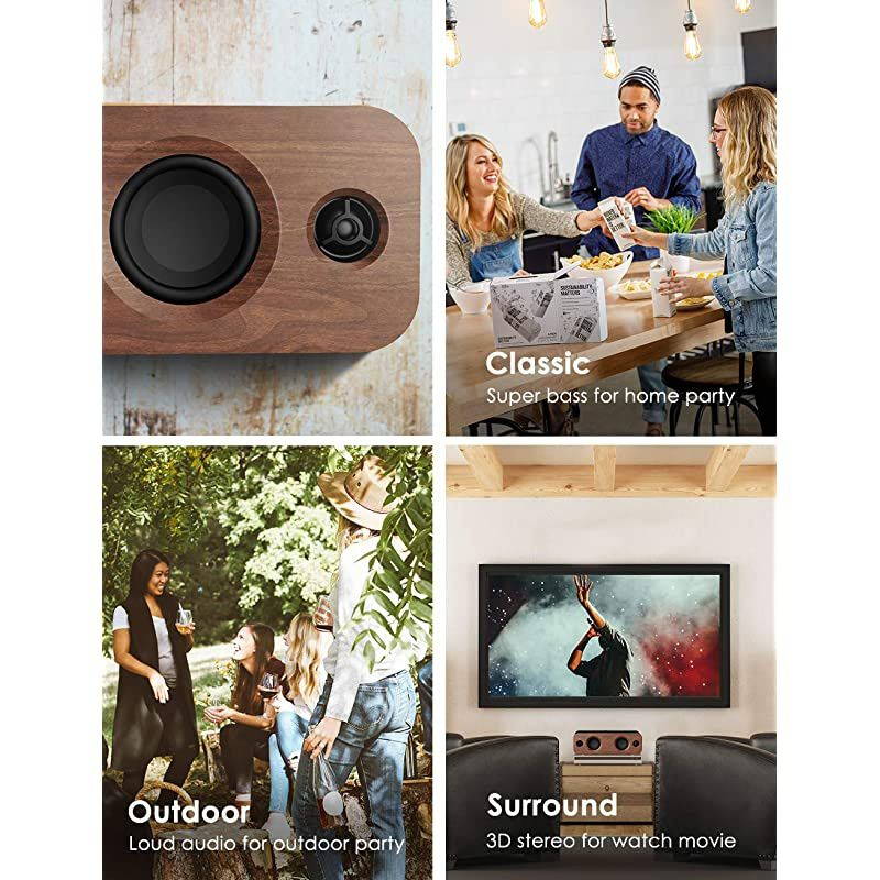 Life Bluetooth Speaker 30W Loud Home Party Wireless Bluetooth Speakers 2 Woofersamp2 Tweeters for Super Bass Stereo SoundTWS and 100Ft Bluetooth V5012Hour Playtime Subwoofer Imitation Wood