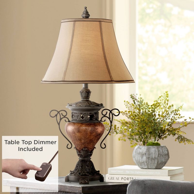 Regency Hill Bronze Crackle Large Urn Table Lamp with Table Top Dimmer