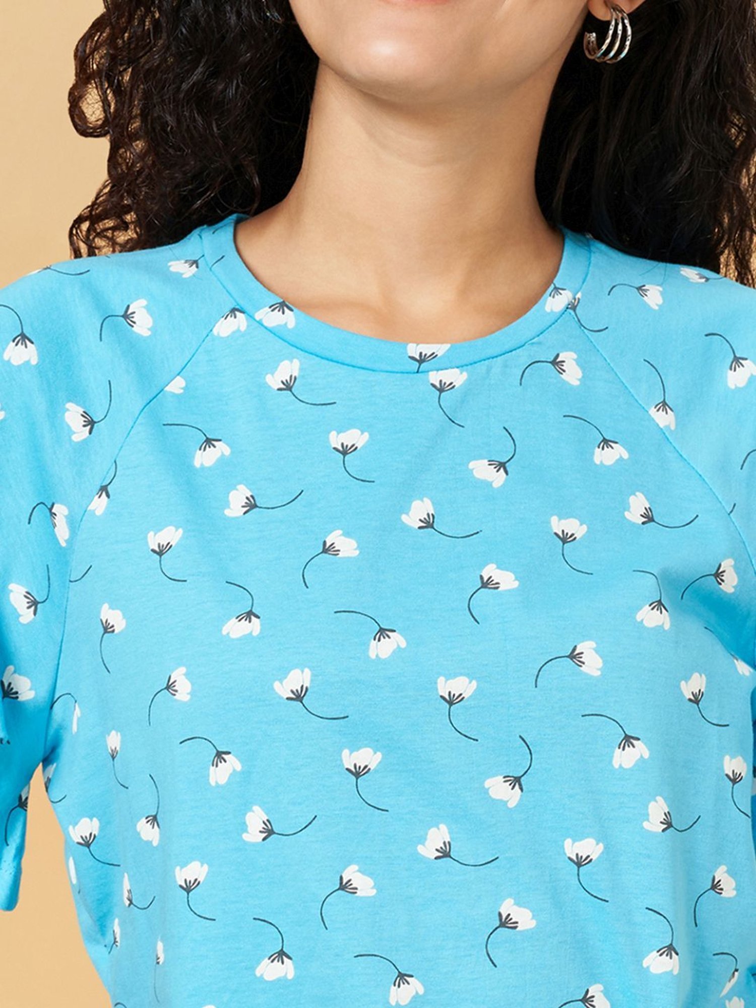 YU by Pantaloons Turquoise Printed Top