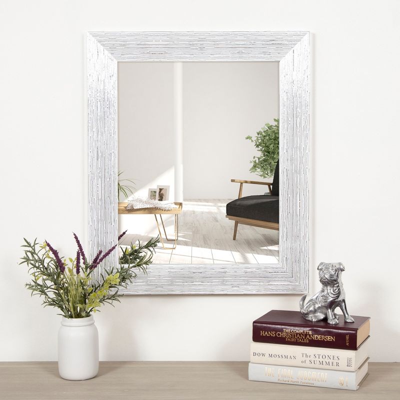 16"x20" Textured Wall or Leaner Mirror Gray- Gallery Solutions