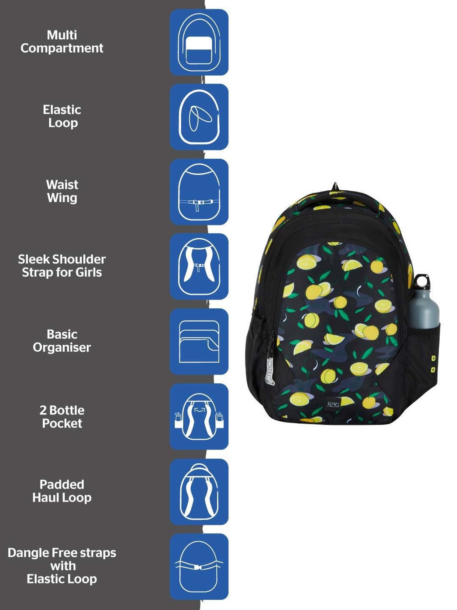 Wiki 29.5 Ltrs Black Medium Backpack