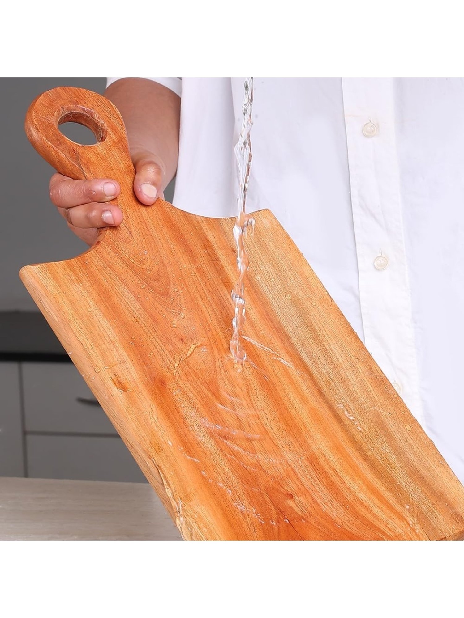 Crayton Natural Beige Mango Wood Chopping Board - Set of 1