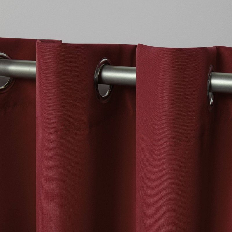 Set of 2 120"x54" Solid Cabana Grommet Top Light Filtering Curtain Panels Red - Exclusive Home