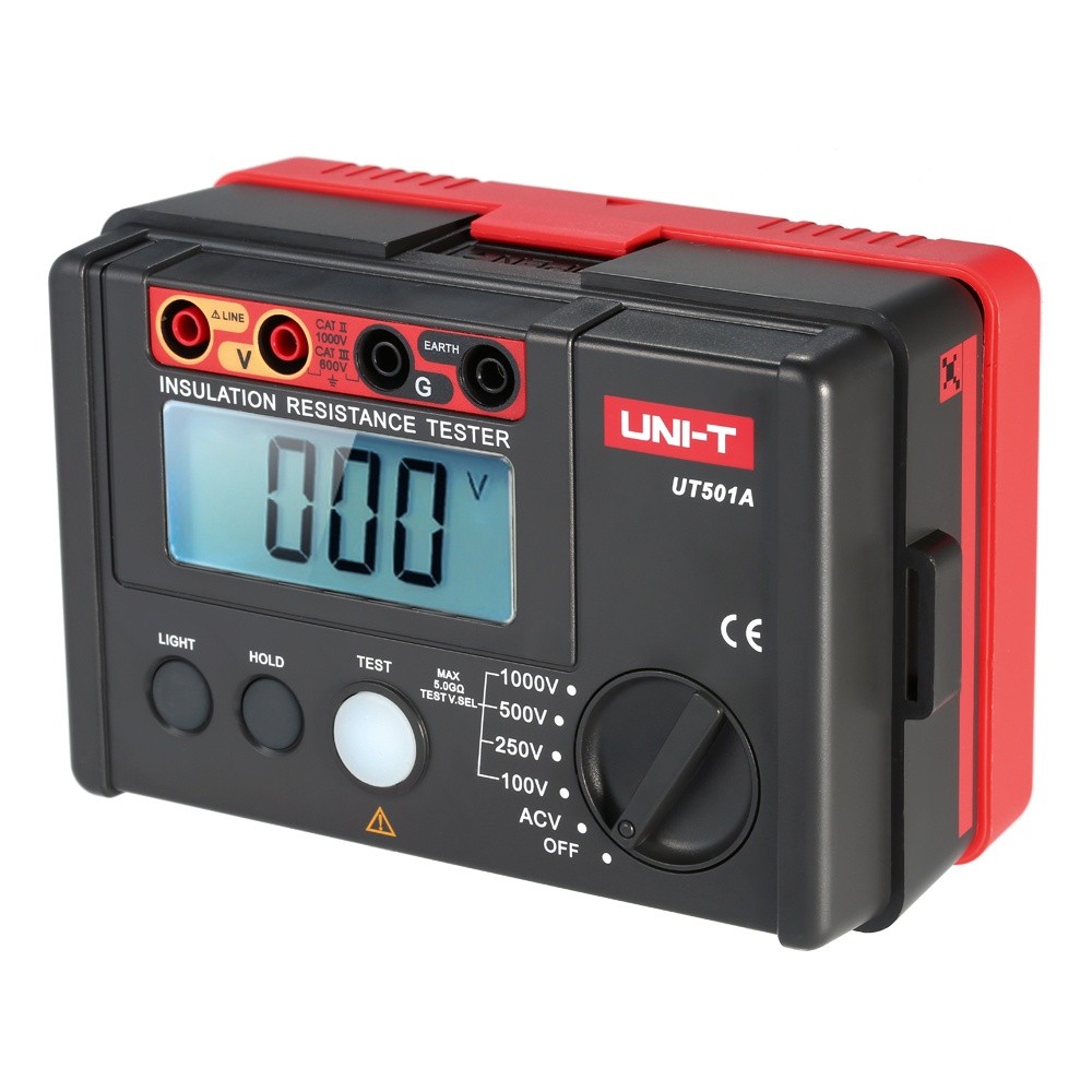 UNI-T UT501A 1000V Insulation Resistance Meter Ground Tester Megohmmeter Voltmeter w/LCD Backlight