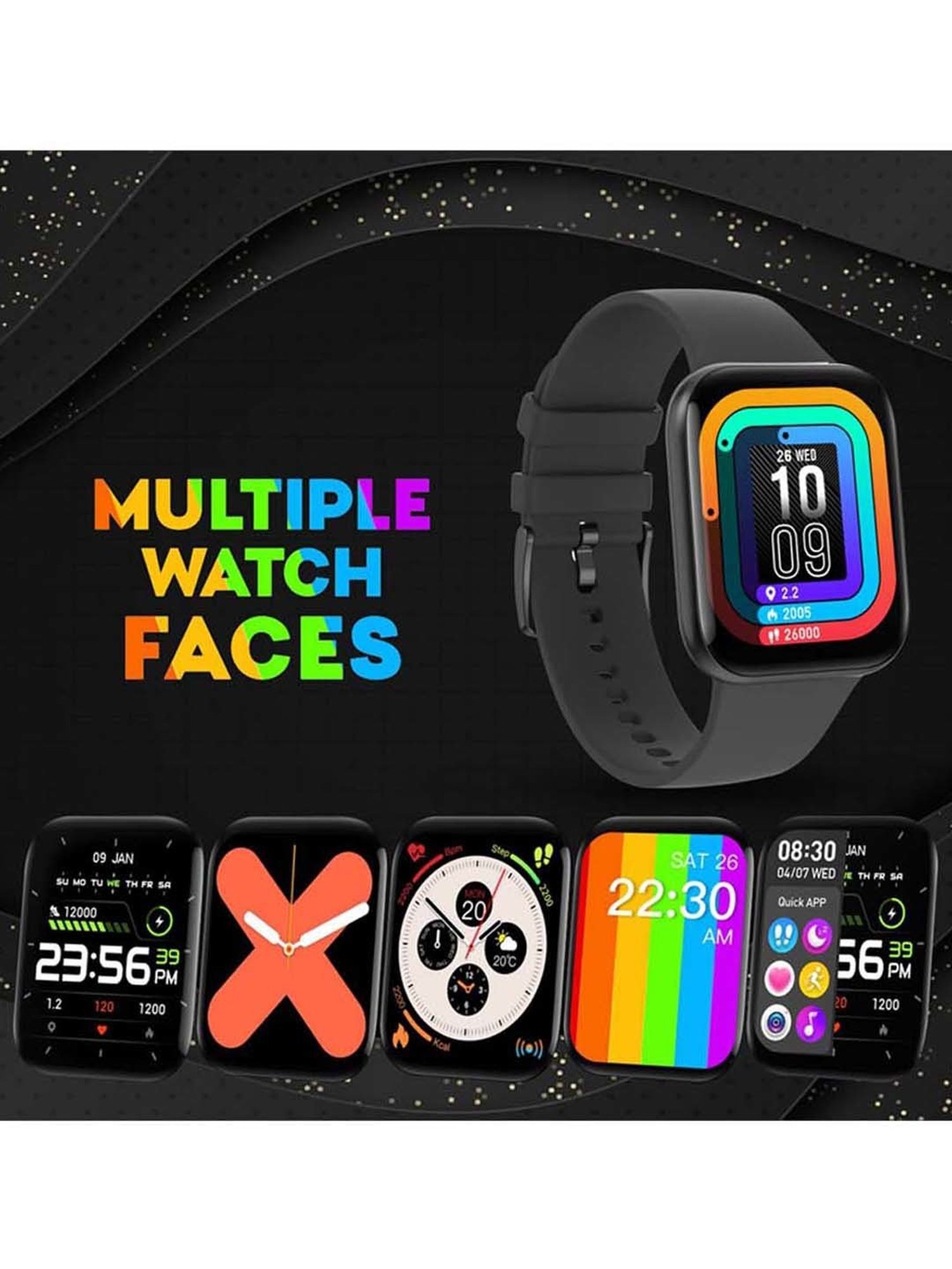 MAXX SX25 Ace Smart Watch with Multiple Sports Mode & Faces (Black)