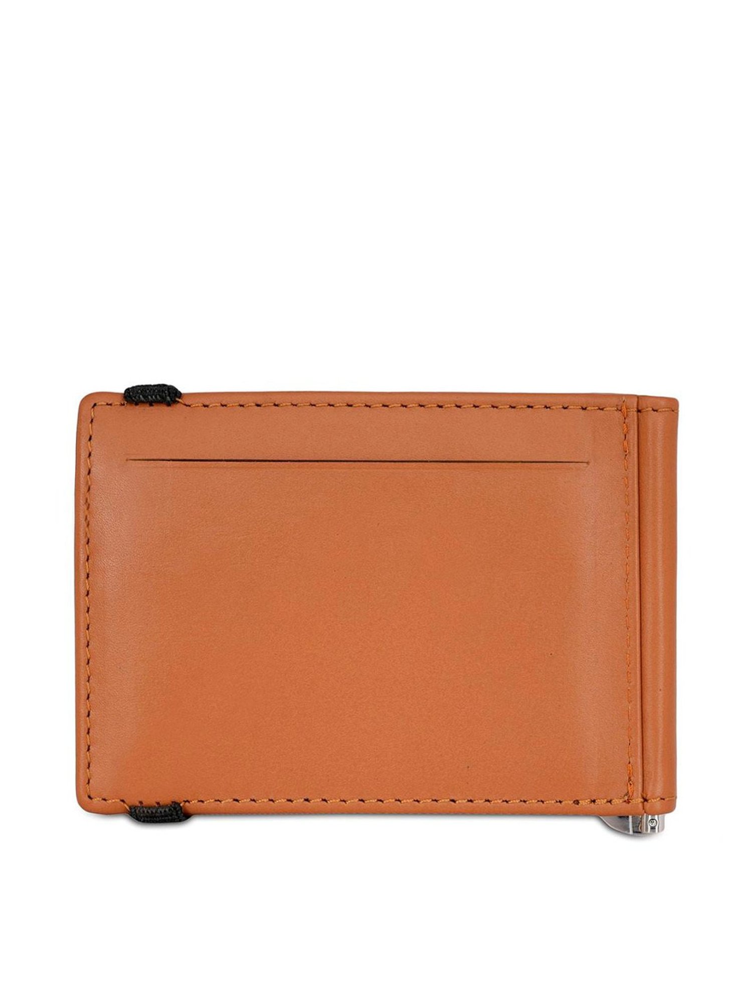 United Colors of Benetton Emberto Tan Leather Solid Money Clip Wallet