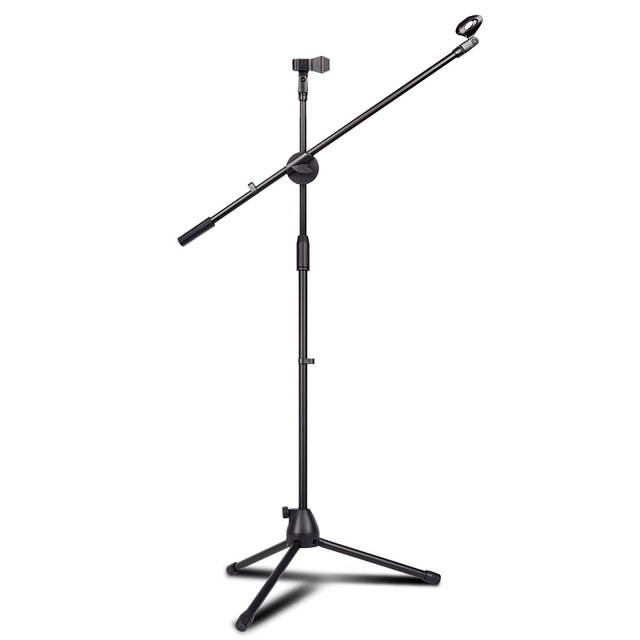 Professional NB-107 Microphone Stand Metal Dual Microphone Holder Tripod Adjustable Double-headed Clip Telescopic Boom Support