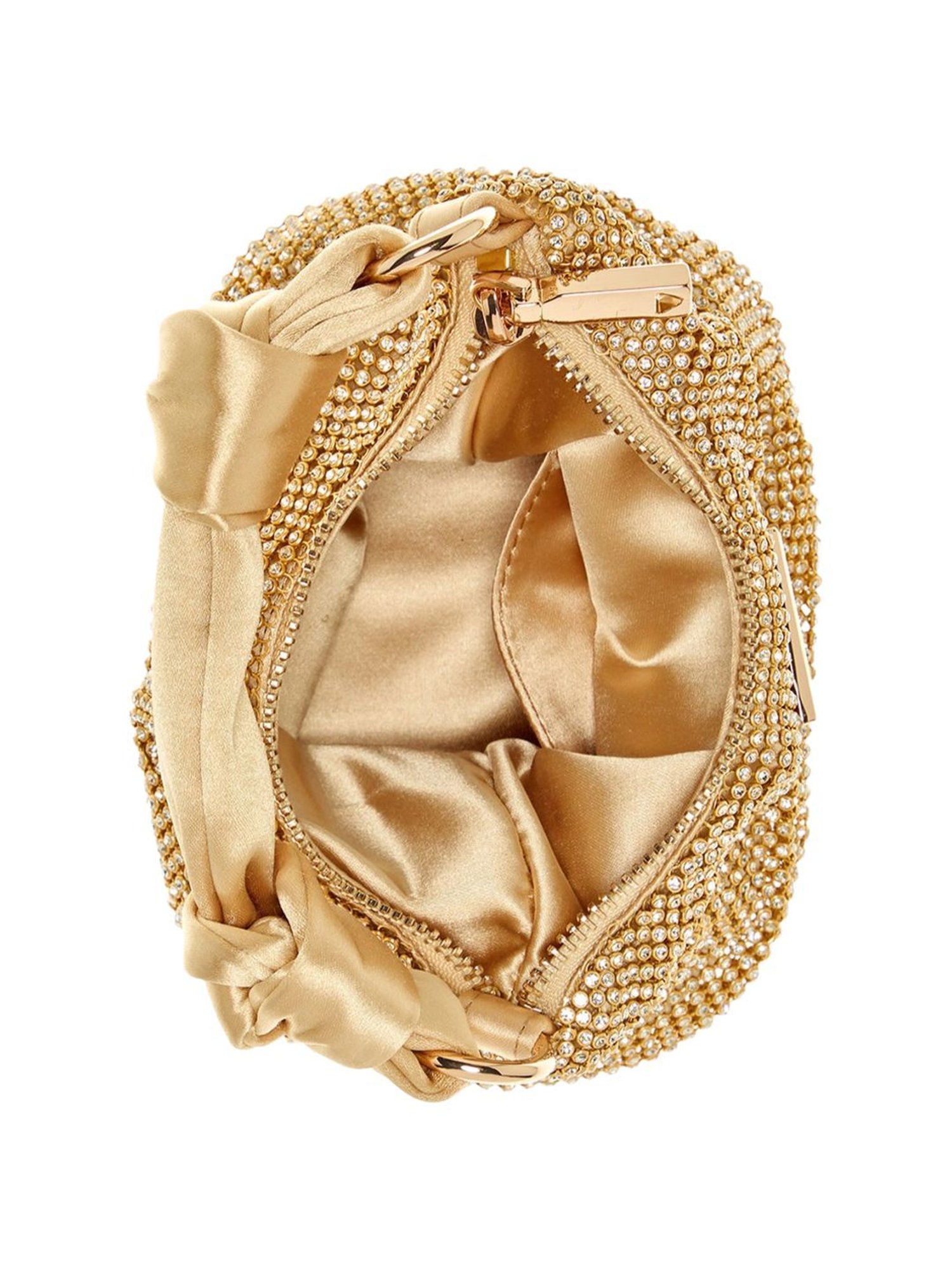 Guess Gold Embellished Hobo Handbag