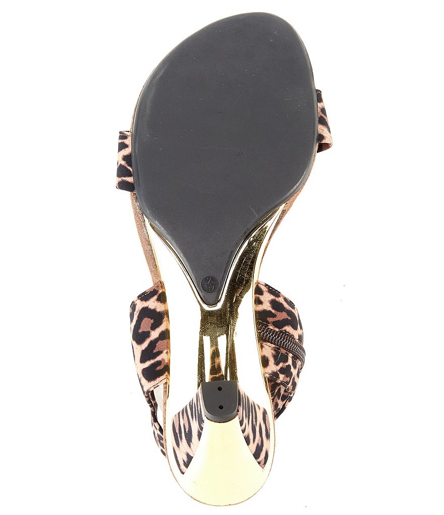 Onex Saphire Leopard Print Ankle Strap Rhinestone Dress Sandals