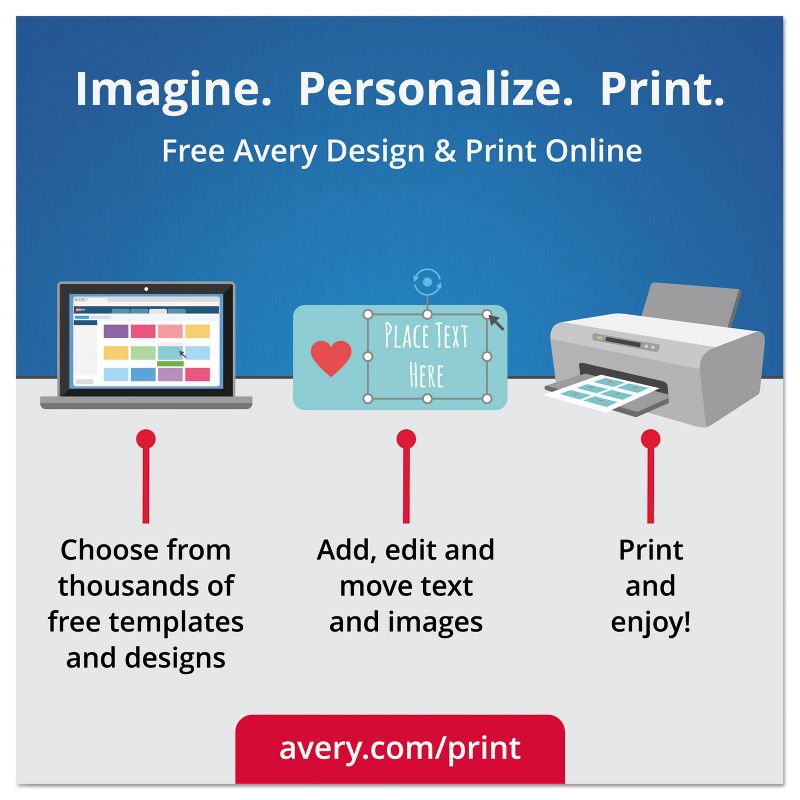 Avery Textured Arched Print-to-the-Edge Labels 3 x 2 1/4 White 90/Pack 22809