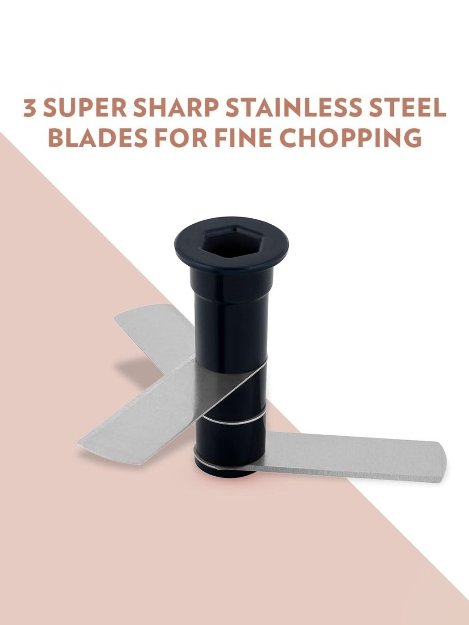 Borosil Chopper 600 ml with 3 Blades & Durable String (Black)