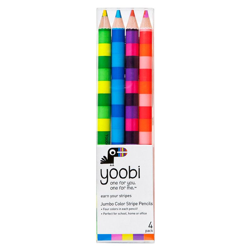 Jumbo Color Stripe Colored Pencils Multicolor, 4 Pack - Yoobi™