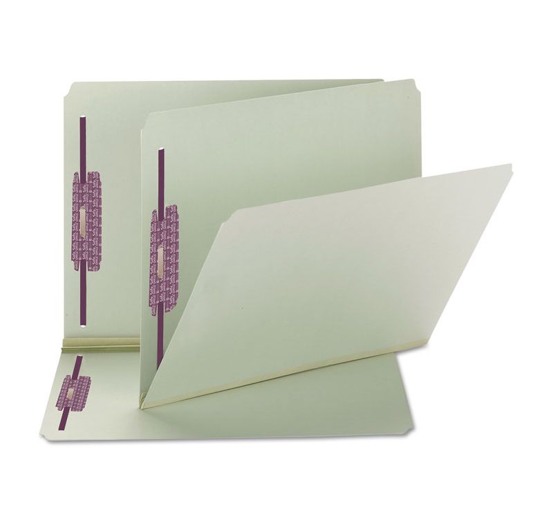 Smead Two Inch Expansion Fastener Folder Straight Tab Letter Gray Green 25/Box 14910