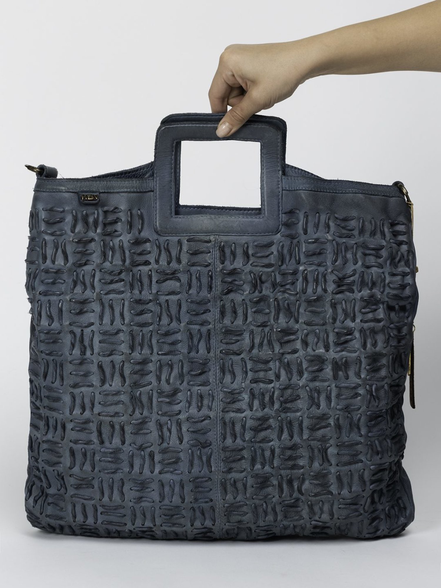 Art N Vintage Esther Blue Leather Textured Large Handbag