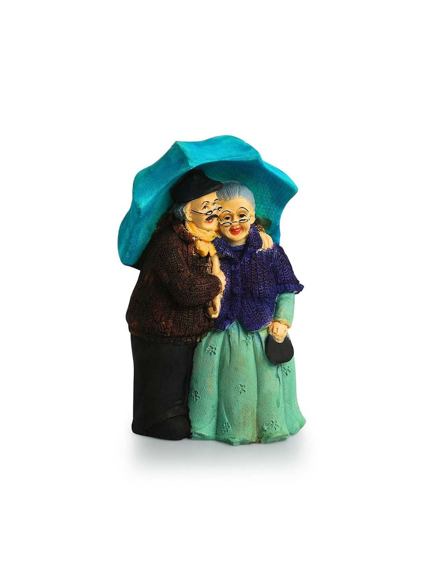 ExclusiveLane Multicolor Resin Italian Old Umbrella Couple Showpiece