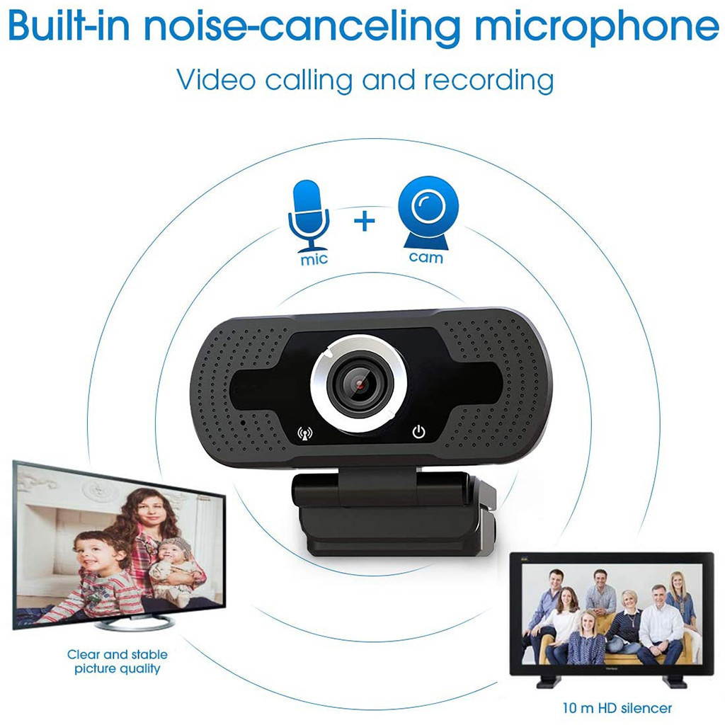 Webcam 1080P Computer Camera with Privacy Cover USB Connection Built-in Noise-reduction Microphone for Live Video