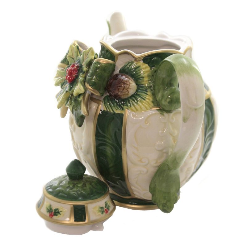 Tabletop 7.25" Holly Tea Pot Christmas 44 Ounce Cosmos Gifts Corp.  -  Beverage Servers