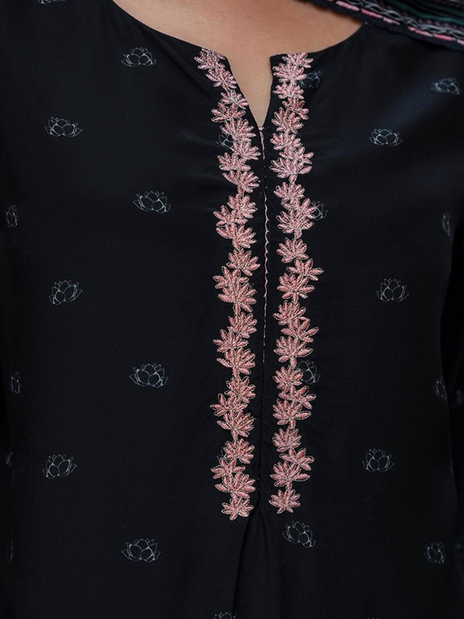 Ganga Fashions Black Bemberg Silk Salwar Suit With Chinon Silk Dupatta