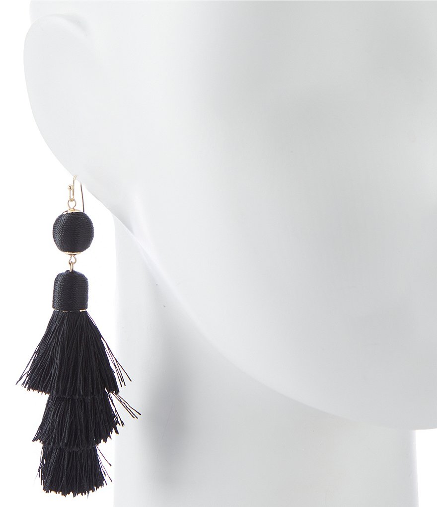 Anna & Ava Black Tiered Tassel Statement Earrings
