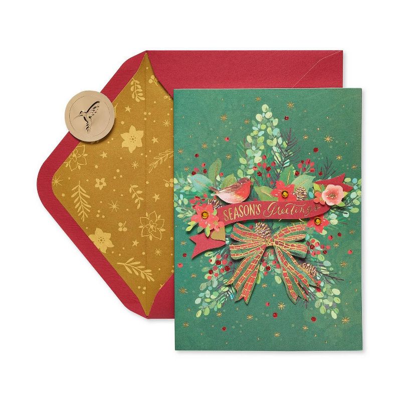 8ct Papyrus Traditional Wreath Boxed Holiday Greeting Cards