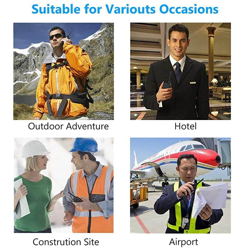 Rechargeable Walkie Talkies with Earpieces 2pcs Long Range TwoWay Radios 16 Channel UHF USB Cable Charging Walky Talky Handheld Transceiver with Flashlight