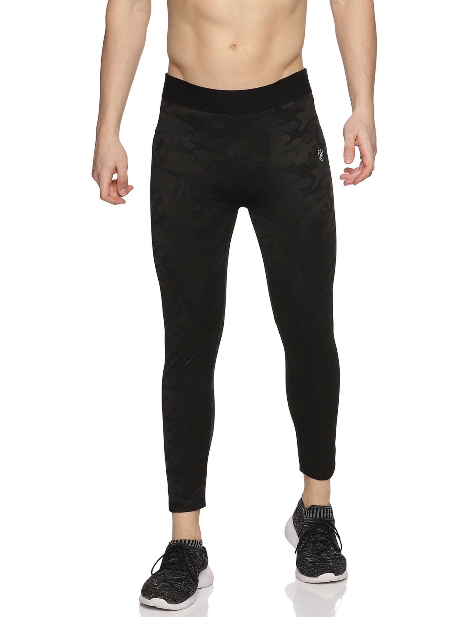 DOMIN8 Men Slim Fit Black Tights With Elasticated Waist