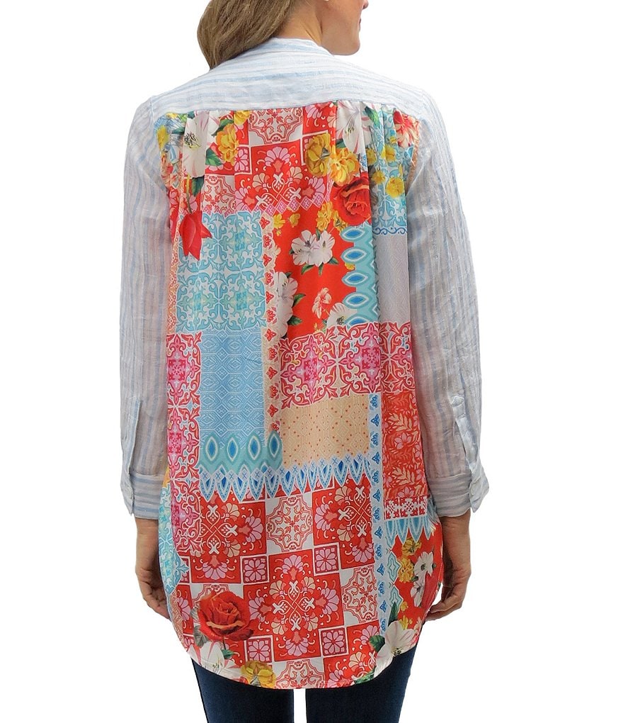 Karyn Seo Vivienne Mixed Media Button Front Shirt