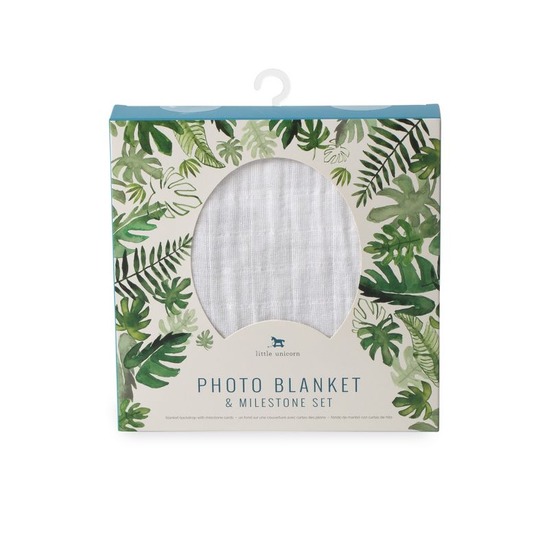 Little Unicorn Photo Blanket & Mileston Card Set  -Tropical Leaf