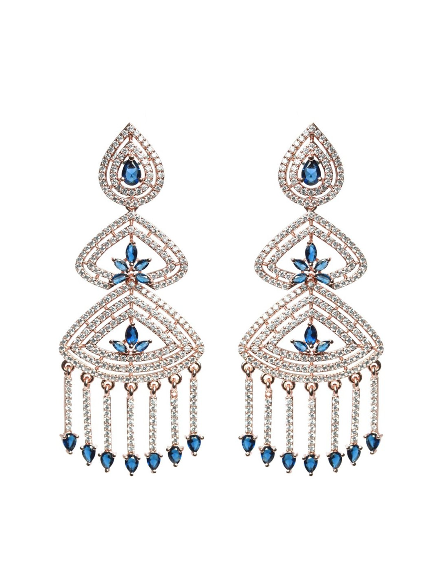 Aatmana Contemporary Floral Rose-Gold Tone Dangler Earrings for Women