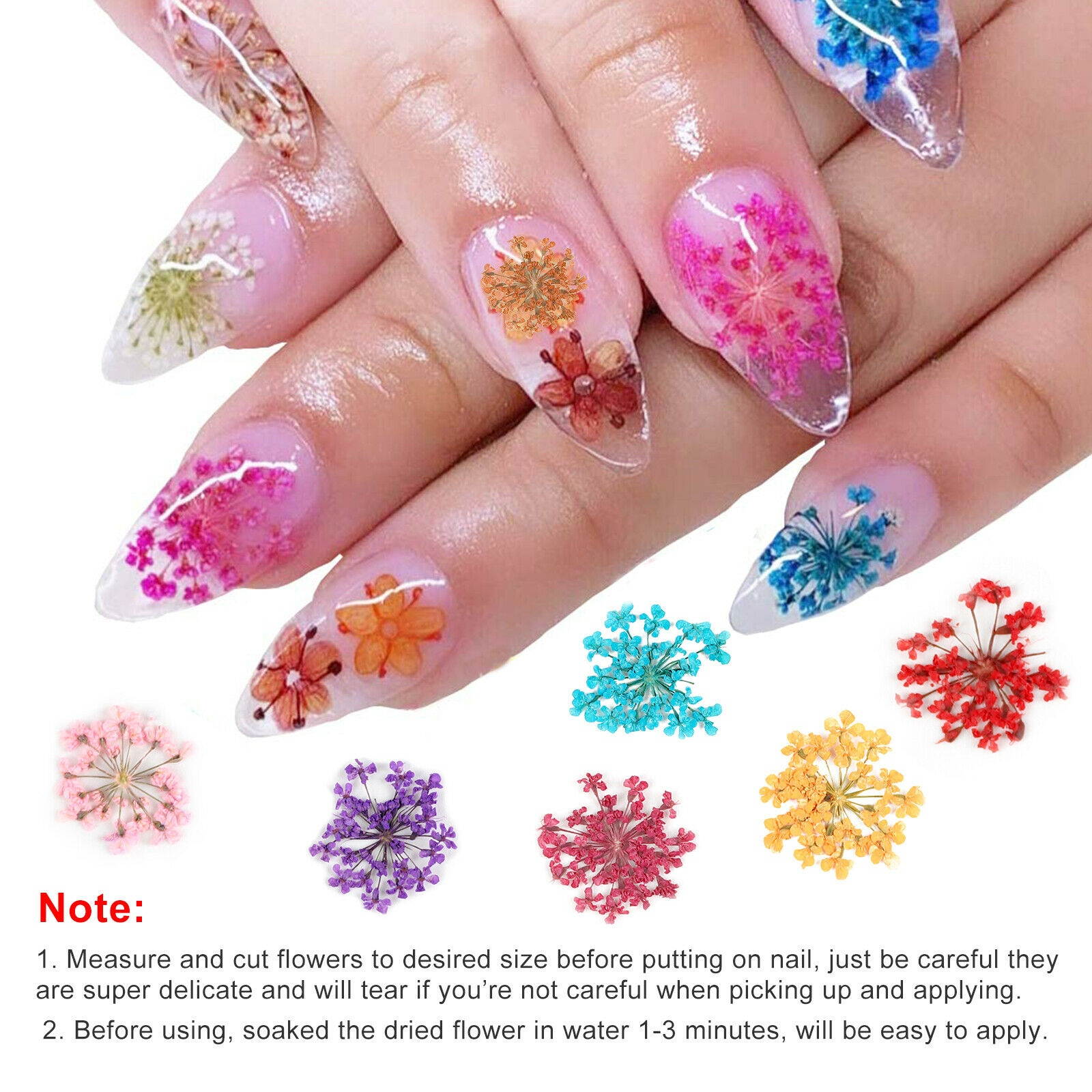 12 Colors Real Dried Flowers 3D Nail Art Decors Design DIY Tips Manicure HOT