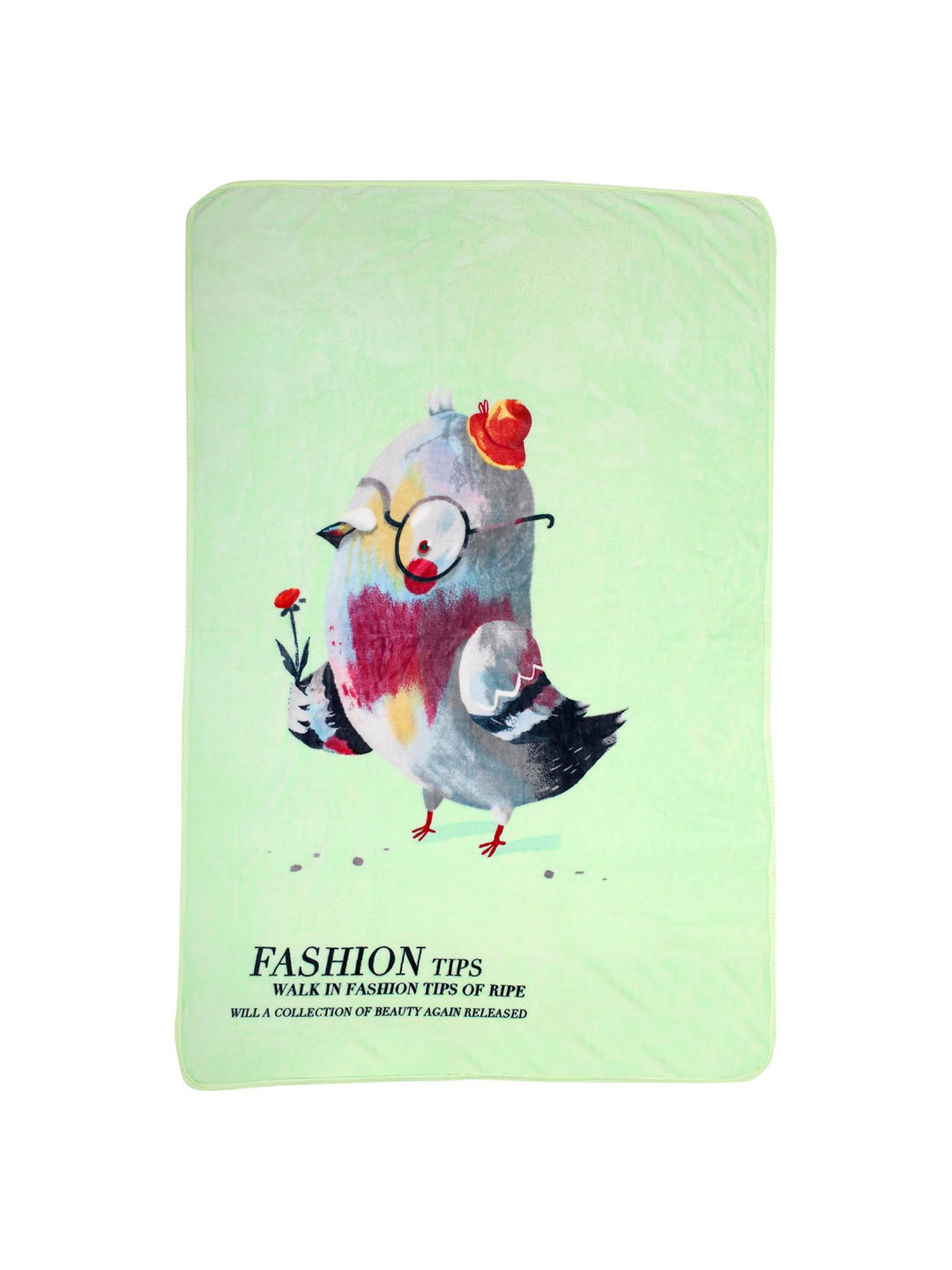 Baby Moo Little Birdy Fashion Tips Green One Ply Blanket