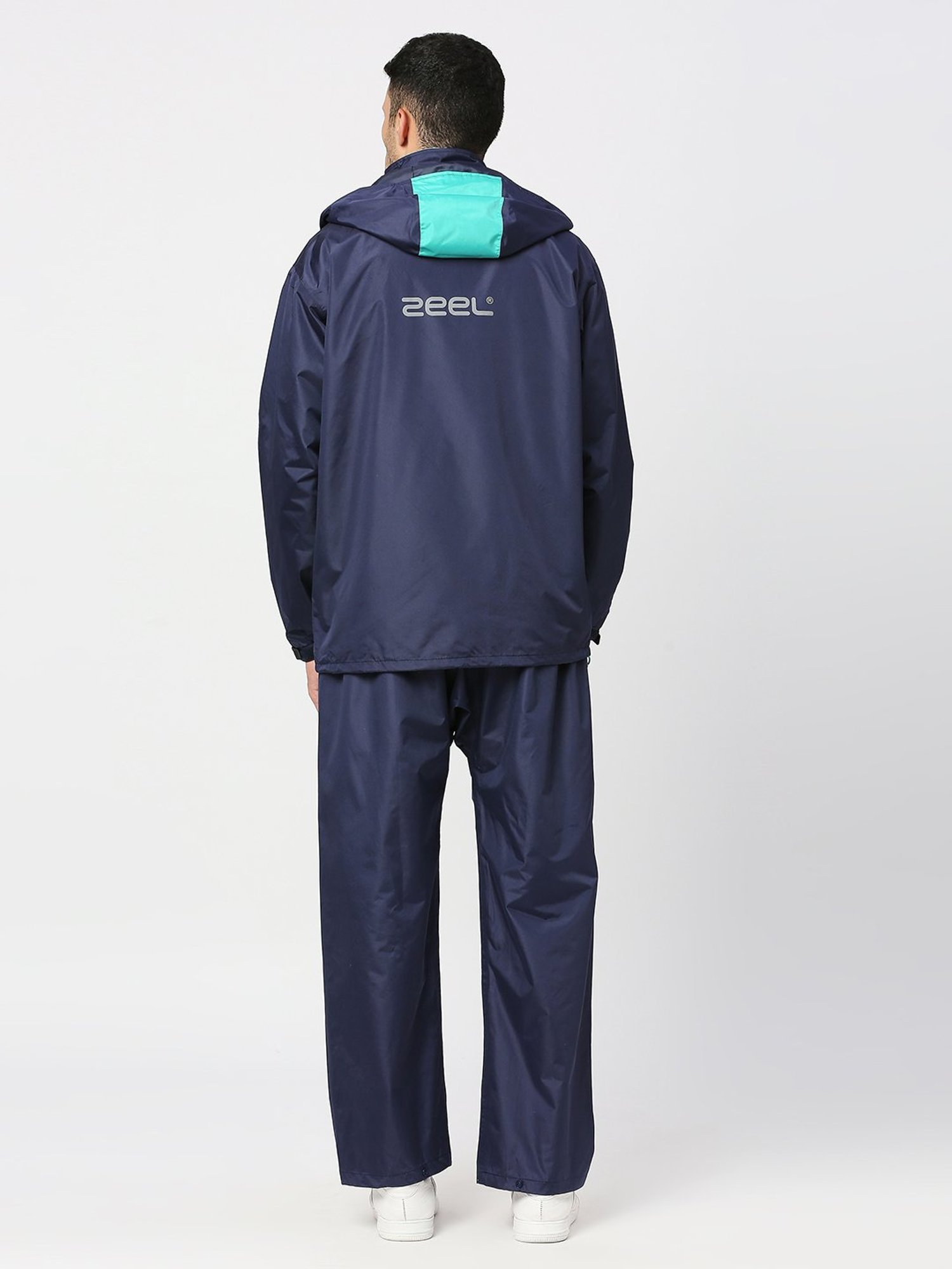 Zeel Navy & Green Raincoat Set