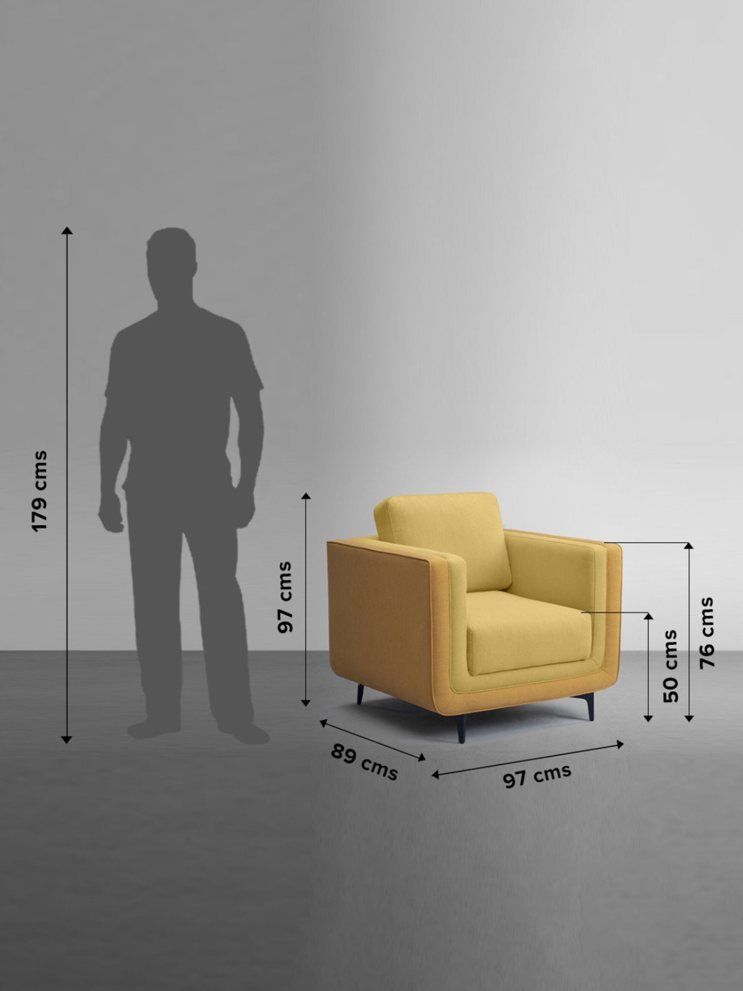 Sleepyhead Mojo Trippy Yellow Fabric 1 Seater Sofa