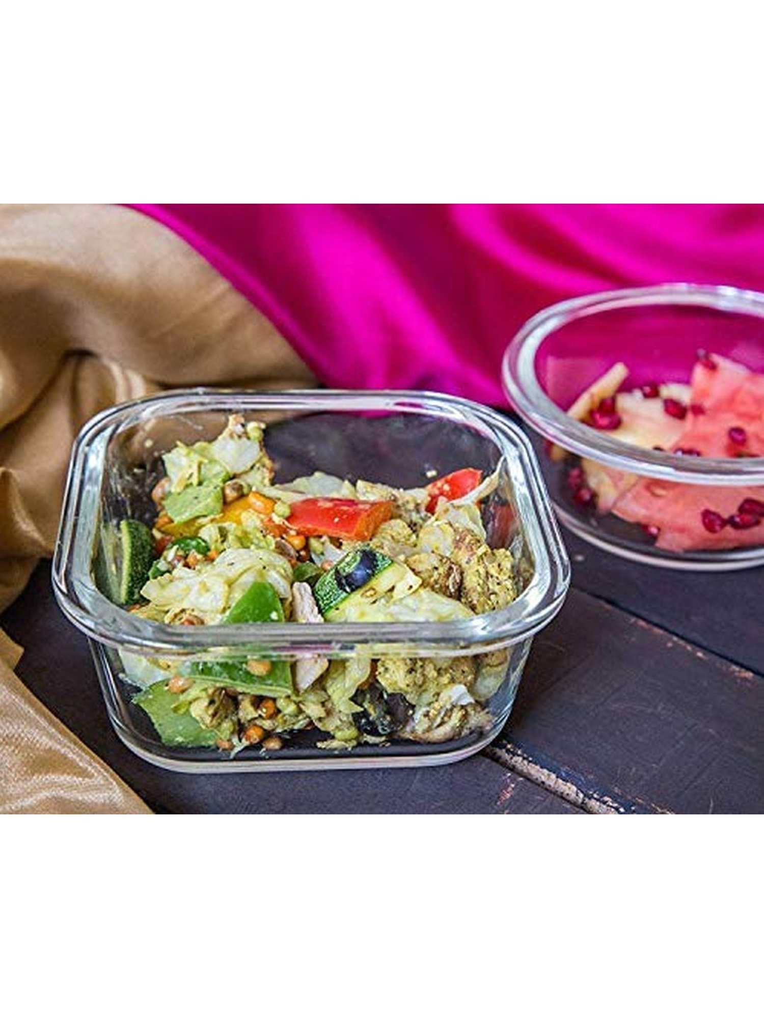 Femora Borosilicate Glass Square Container with Air Vent Lid (800 ml) - Set of 1