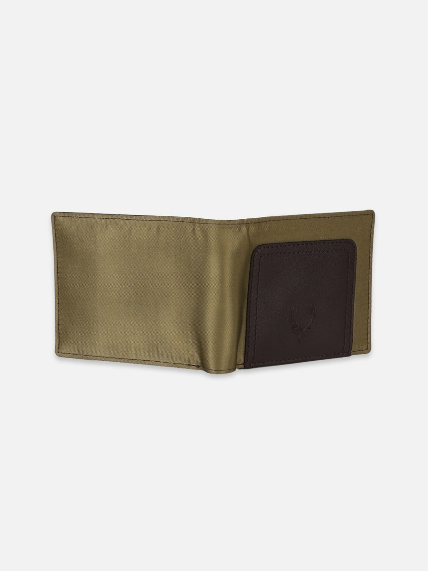 Allen Solly Light Olive Textured Leather Bi-Fold Wallet for Men