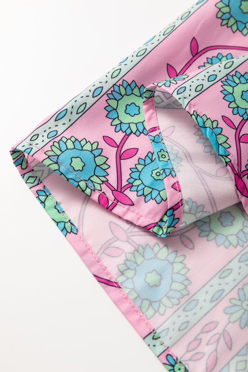 Multicolour Floral Print Split Neck Midi Dress