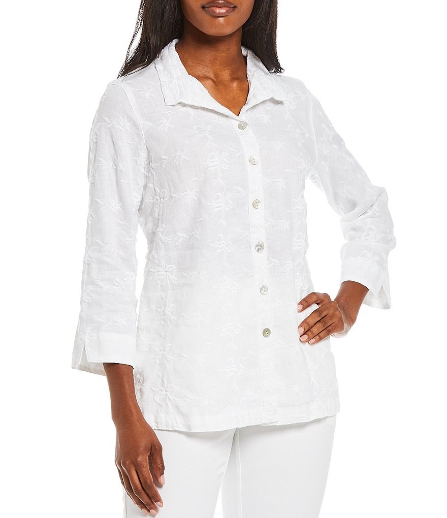 Eva Varro Animal Print Knit Jersey 3/4 Slit Sleeve Tunic